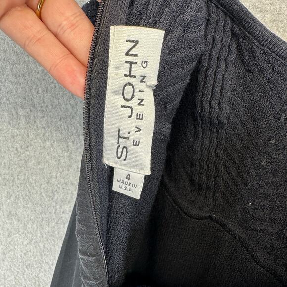 St. John Evening Dress Size 4 Black Sparkle Dark Whimsigoth Fairy Embellished - Picture 6 of 10